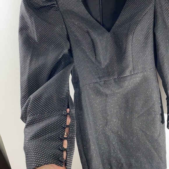 BCBGMAXAZRIA black mini dress with long puff sleeve and button cuff sleeves so 0 - Picture 6 of 14